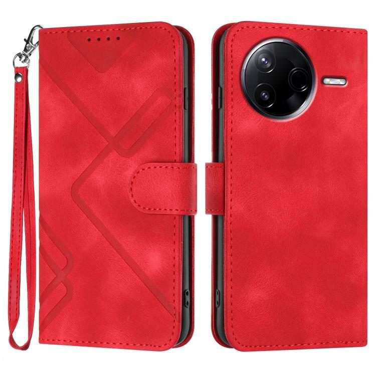 For Redmi K80 / Poco F7 Pro Line Pattern Skin Feel Leather Phone Case(Red)