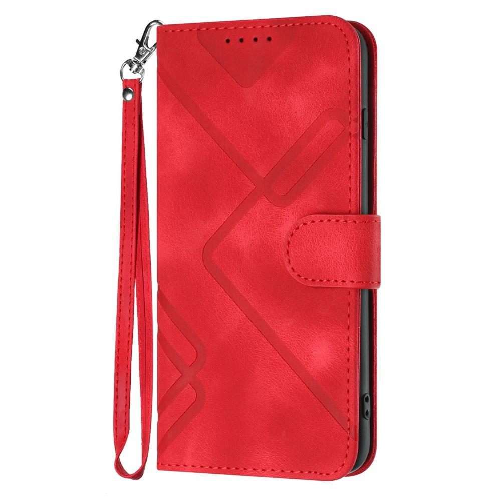 For Redmi K80 / Poco F7 Pro Line Pattern Skin Feel Leather Phone Case(Red)
