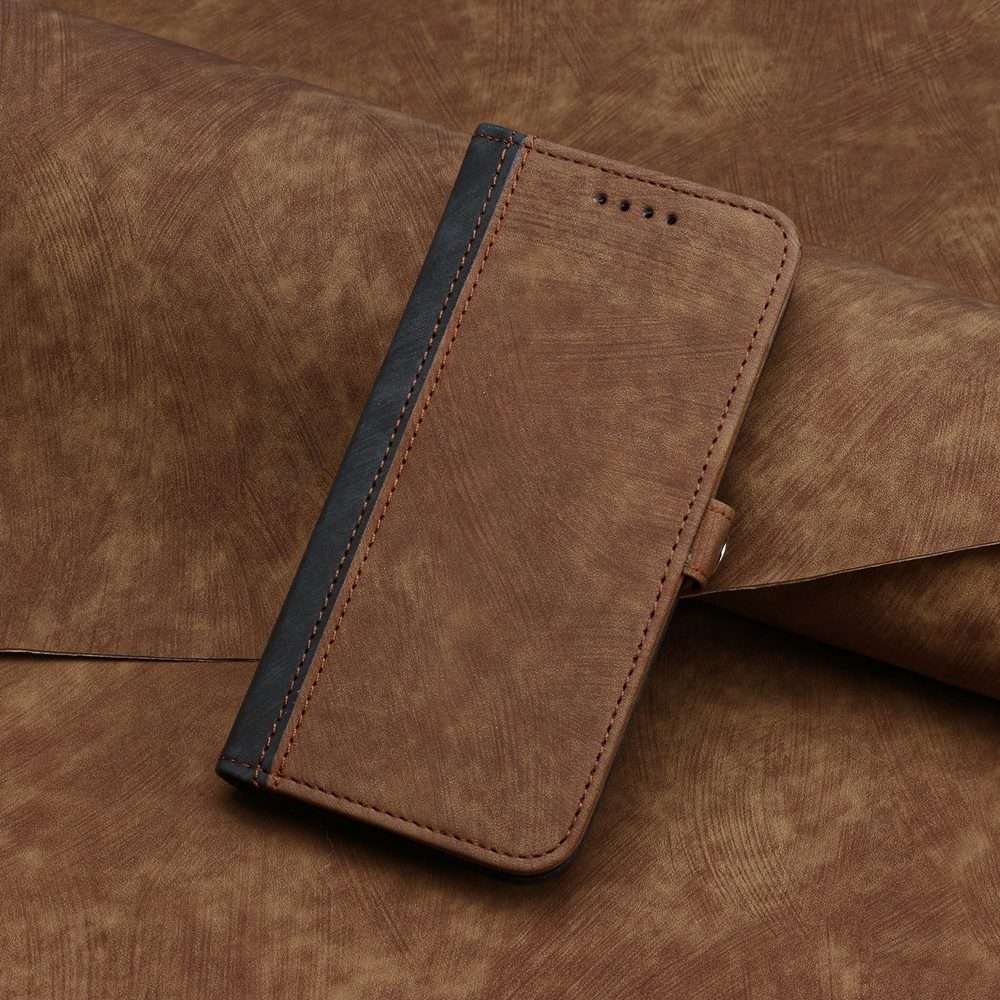 For Redmi Note 14 Pro+ 5G Side Buckle Double Fold Hand Strap Leather Phone Case(Brown)