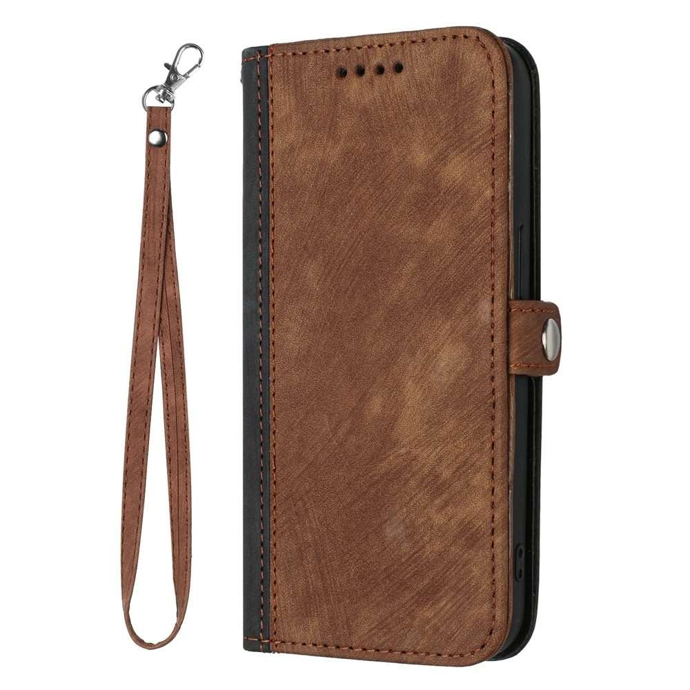 For Redmi Note 14 Pro+ 5G Side Buckle Double Fold Hand Strap Leather Phone Case(Brown)