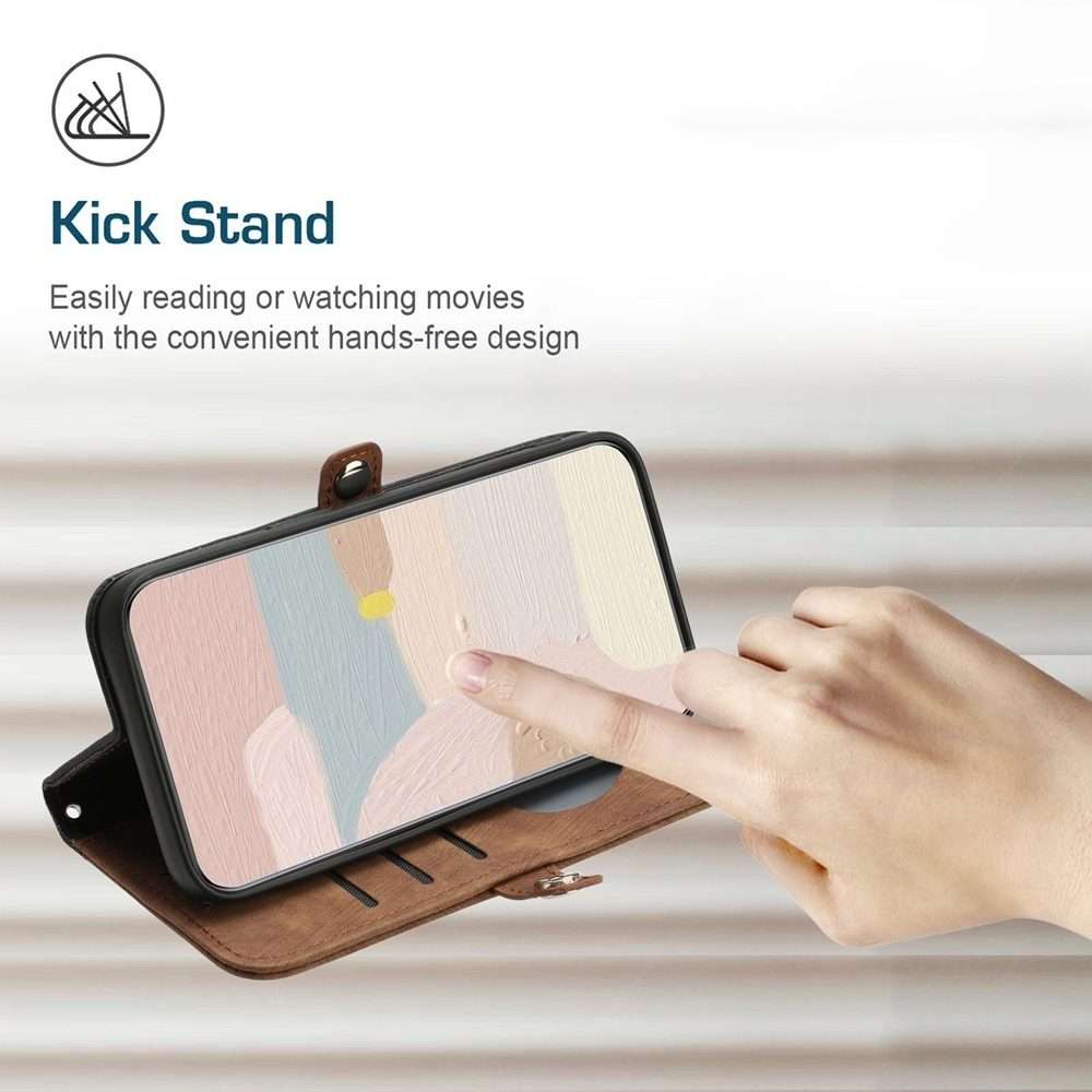 For Redmi Note 14 Pro+ 5G Side Buckle Double Fold Hand Strap Leather Phone Case(Brown)