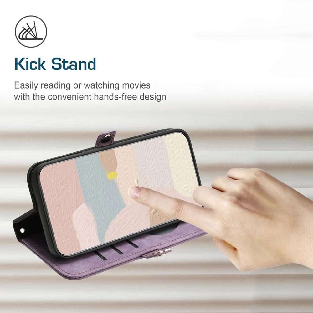 For Redmi Note 14 Pro 4G Side Buckle Double Fold Hand Strap Leather Phone Case(Purple)