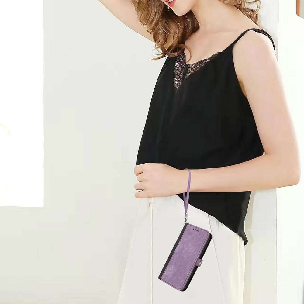 For Redmi Note 14 Pro 4G Side Buckle Double Fold Hand Strap Leather Phone Case(Purple)