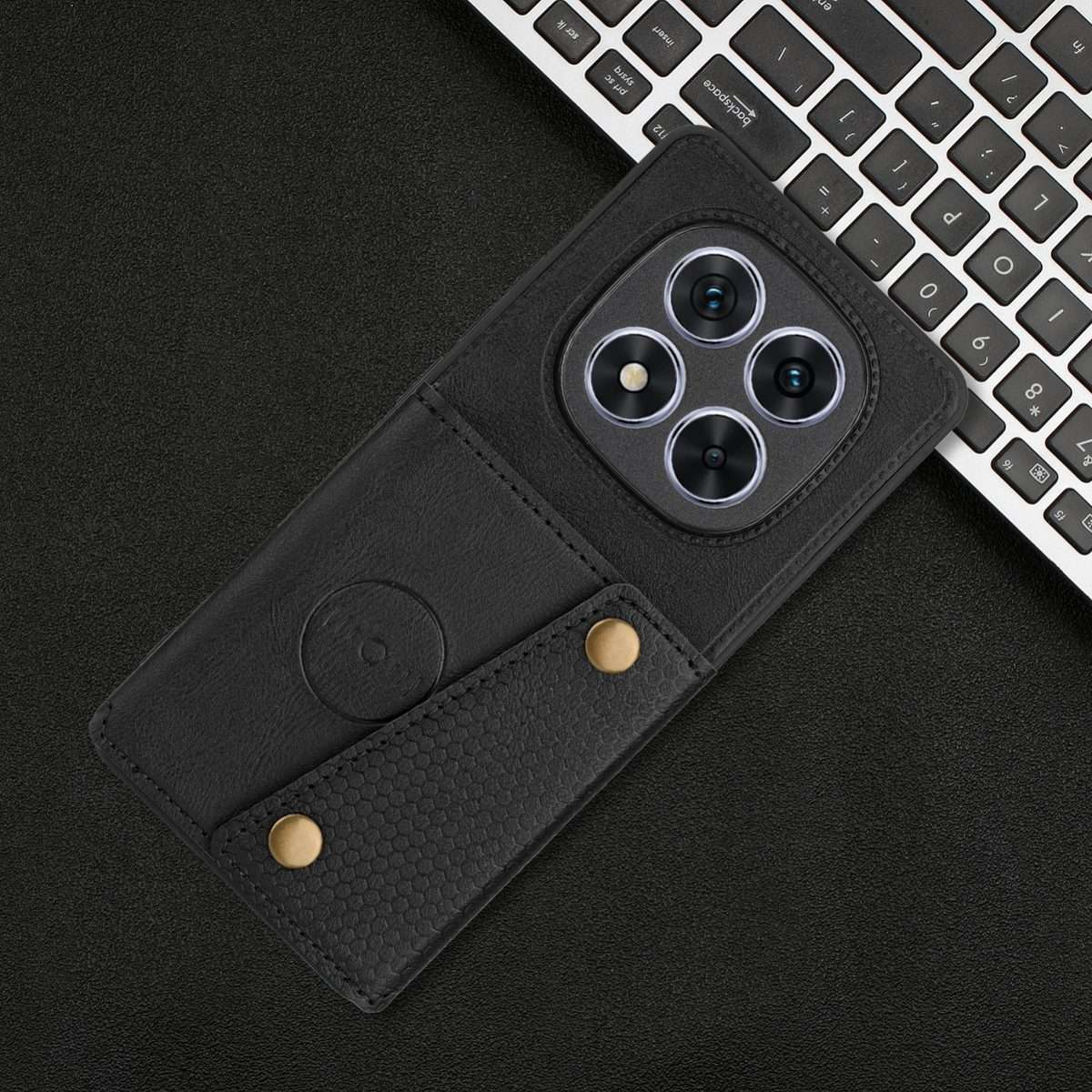 For Redmi Note 14 Pro+ 5G Double Buckle Card Slots Magnetic Phone Case(Black)