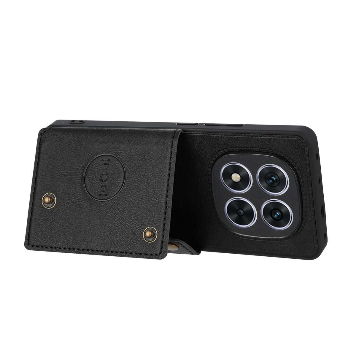 For Redmi Note 14 Pro+ 5G Double Buckle Card Slots Magnetic Phone Case(Black)