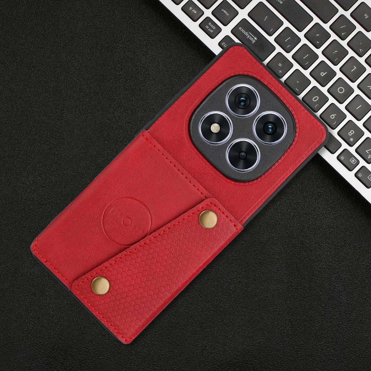 For Redmi Note 14 Pro+ 5G Double Buckle Card Slots Magnetic Phone Case(Red)