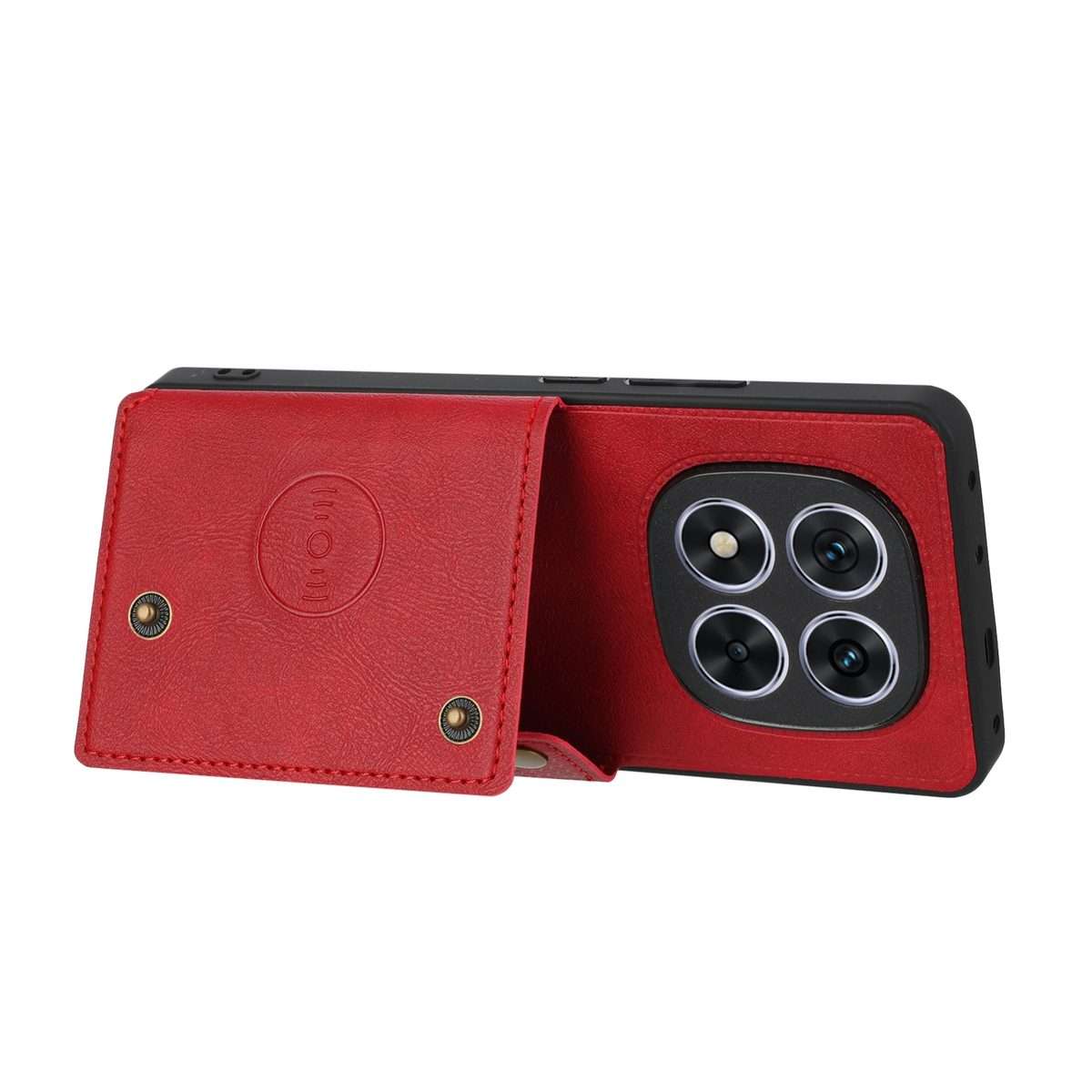 For Redmi Note 14 Pro+ 5G Double Buckle Card Slots Magnetic Phone Case(Red)