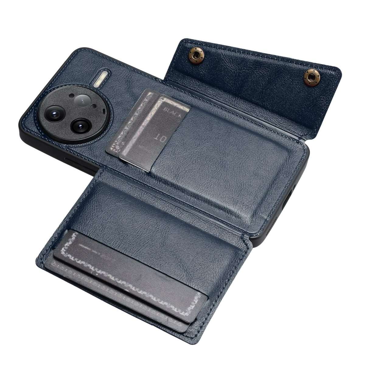 For Redmi K80 Pro Double Buckle Card Slots Magnetic Phone Case(Blue)