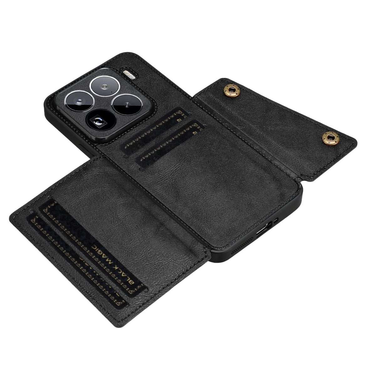For Xiaomi 15 Pro Double Buckle Card Slots Magnetic Phone Case(Black)