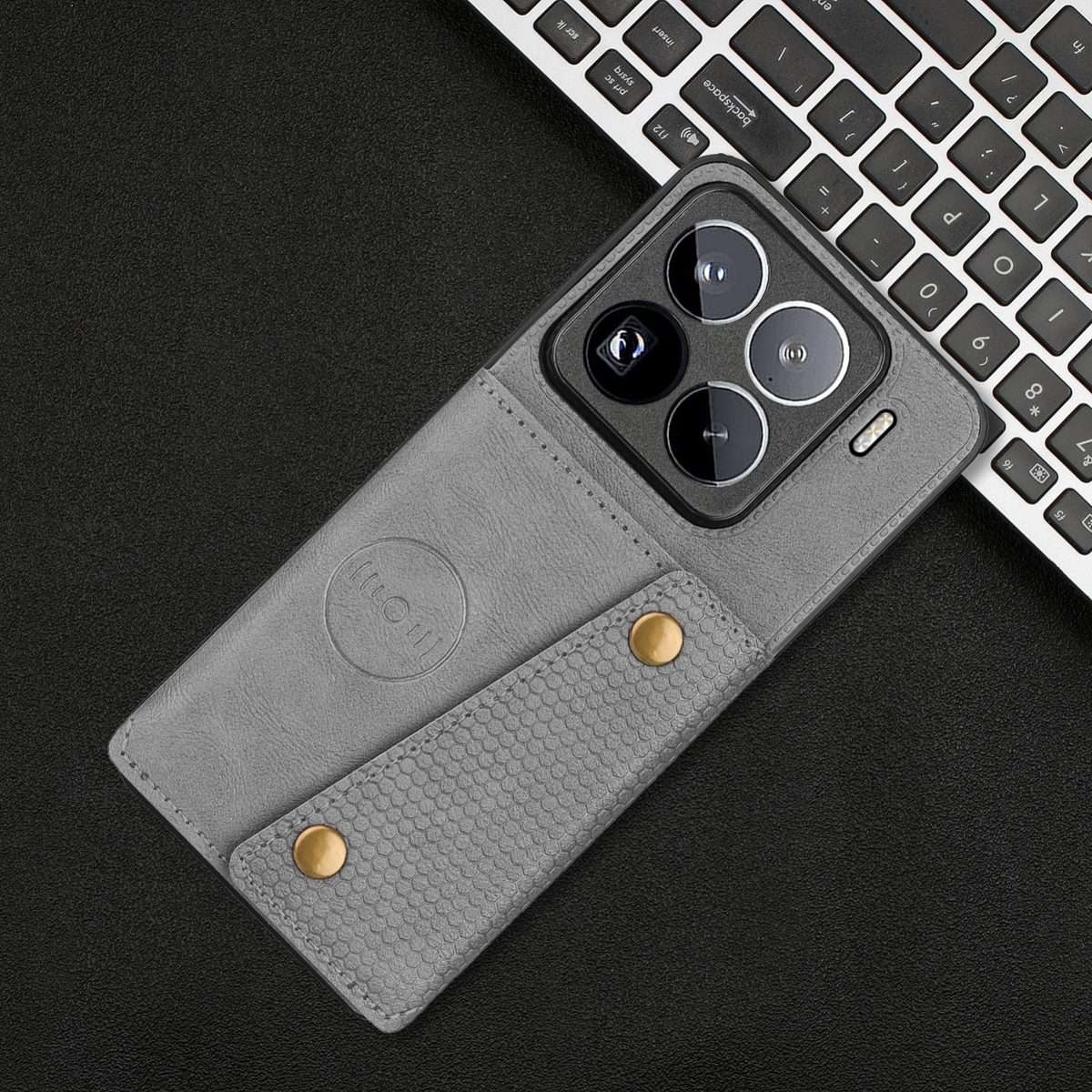 For Xiaomi 15 Pro Double Buckle Card Slots Magnetic Phone Case(Grey)