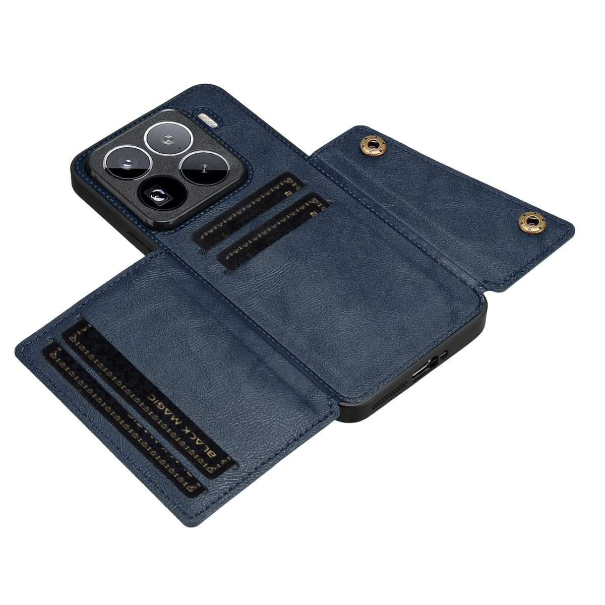 For Xiaomi 15 Pro Double Buckle Card Slots Magnetic Phone Case(Blue)