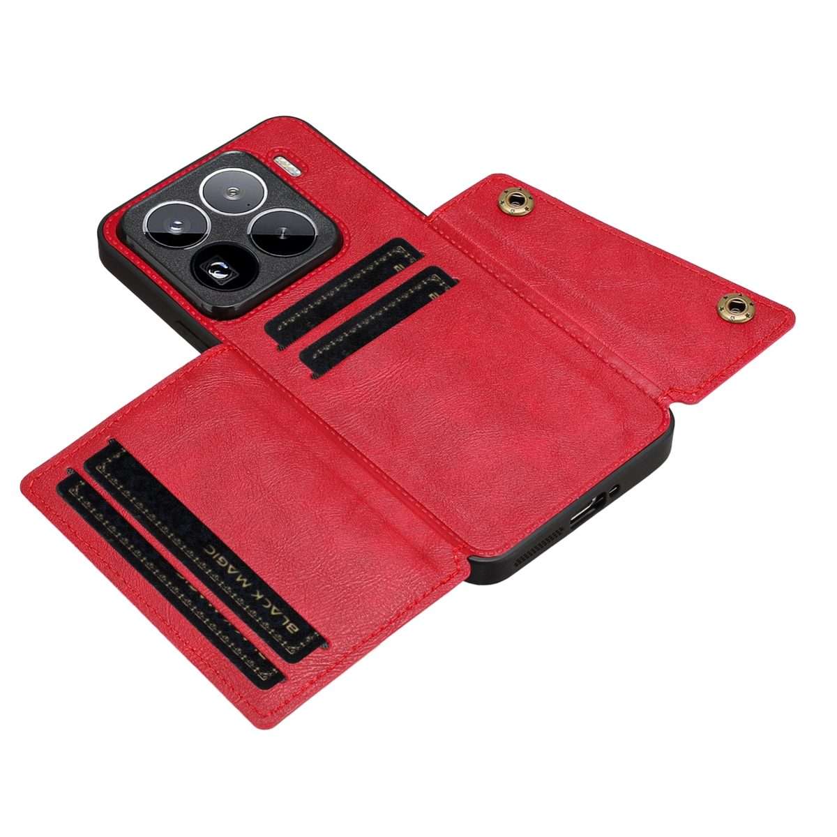 For Xiaomi 15 Pro Double Buckle Card Slots Magnetic Phone Case(Red)