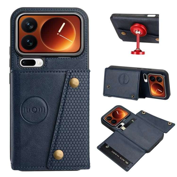 For Xiaomi 17 Pro Double Buckle Card Slots Magnetic Phone Case(Blue)