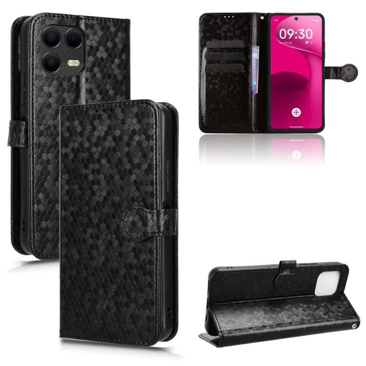 For T-Mobile Revvl 8 Pro 5G Honeycomb Dot Texture Leather Phone Case(Black)