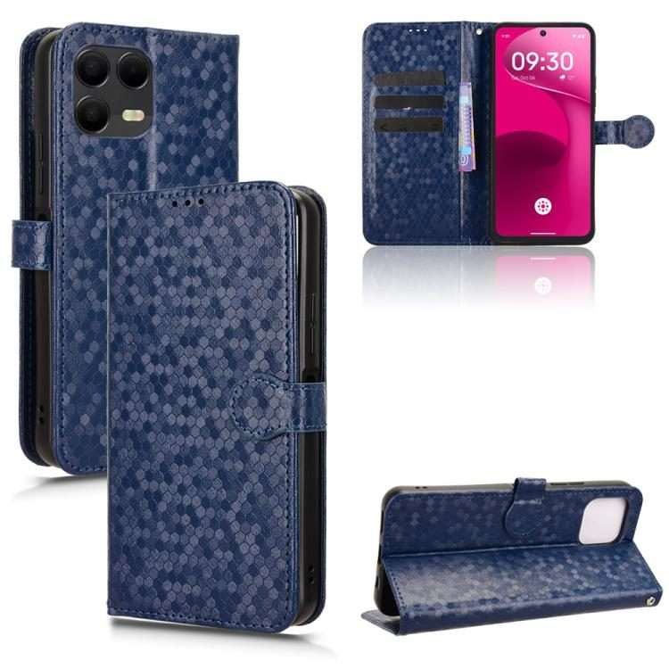 For T-Mobile Revvl 8 Pro 5G Honeycomb Dot Texture Leather Phone Case(Blue)