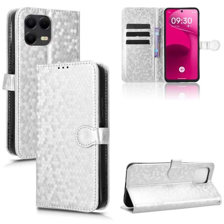 For T-Mobile Revvl 8 Pro 5G Honeycomb Dot Texture Leather Phone Case(Silver)