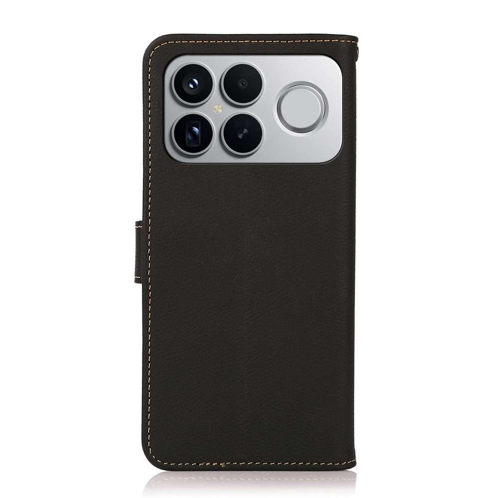 For Redmi K90 Pro Max/Poco F8 Ultra KHAZNEH Custer Texture RFID Genuine Leather Phone Case(Black)