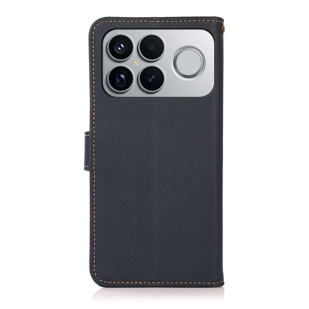 For Redmi K90 Pro Max/Poco F8 Ultra KHAZNEH Custer Texture RFID Genuine Leather Phone Case(Blue)
