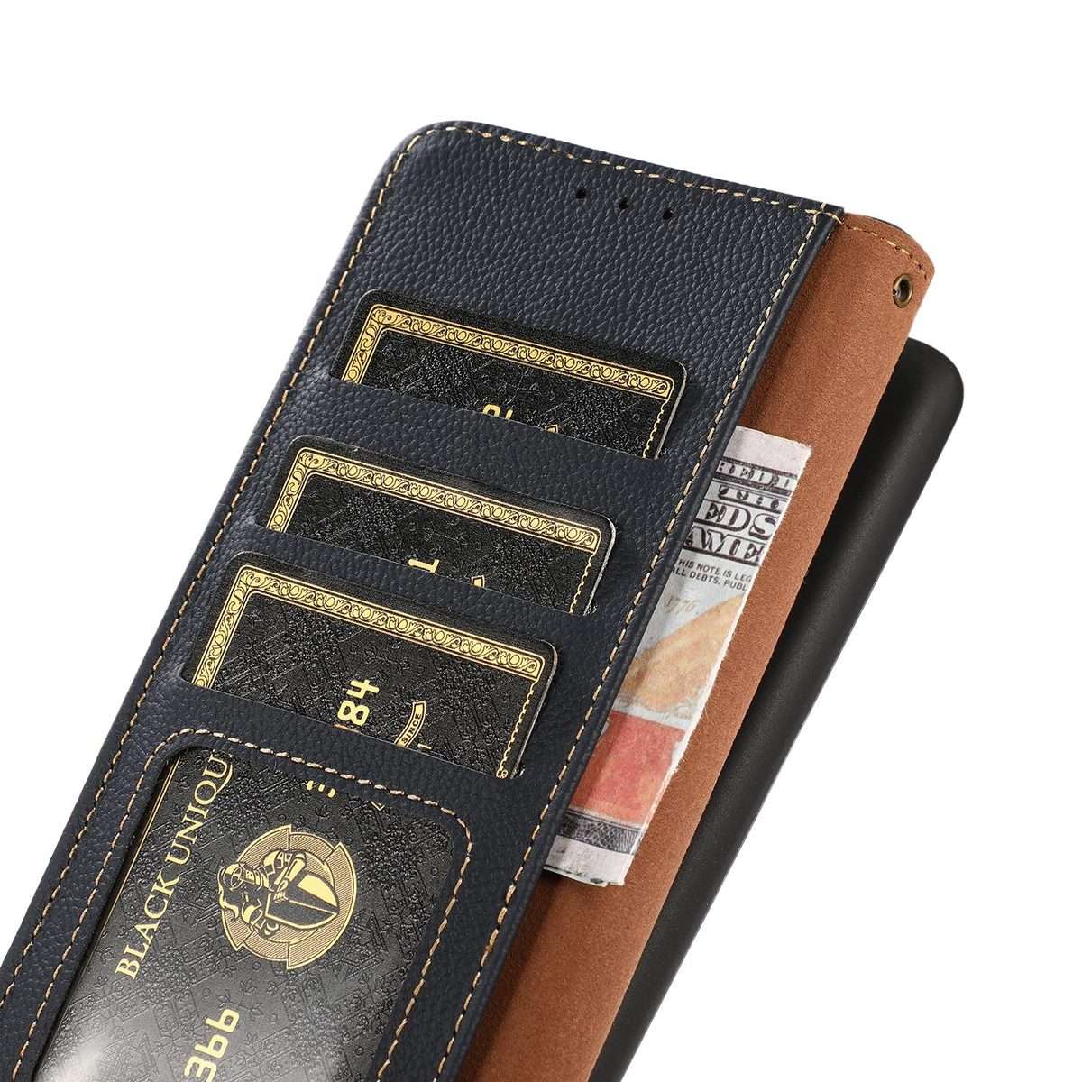 For Redmi K90 Pro Max/Poco F8 Ultra KHAZNEH Custer Texture RFID Genuine Leather Phone Case(Blue)