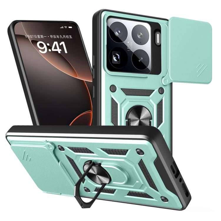 For Xiaomi 15 Pro Sliding Camera Cover Design TPU+PC Phone Case(Mint Green)