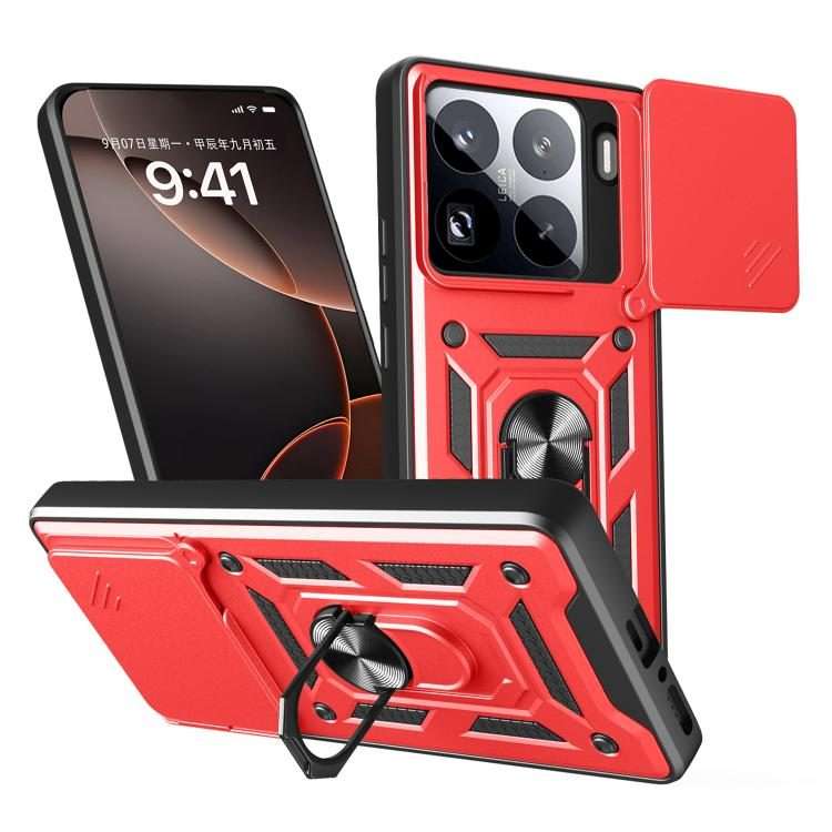 For Xiaomi 15 Pro Sliding Camera Cover Design TPU+PC Phone Case(Red)