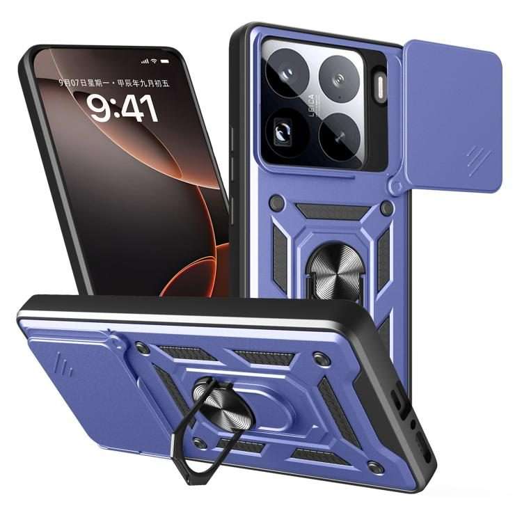 For Xiaomi 15 Pro Sliding Camera Cover Design TPU+PC Phone Case(Blue)