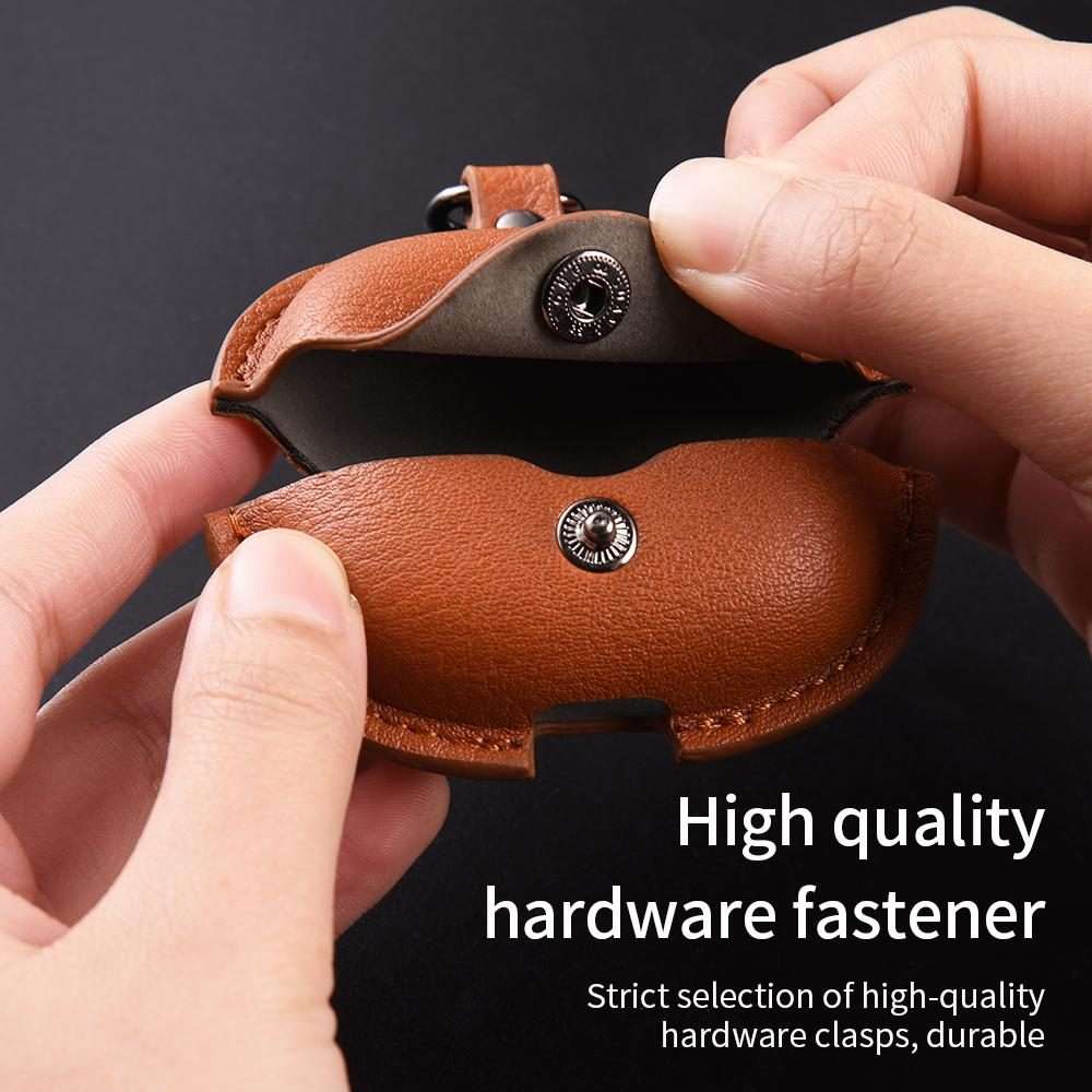 For Redmi Buds 6 Pro / 8 Pro Business Leather Earphone Protective Case with Hook(Red)