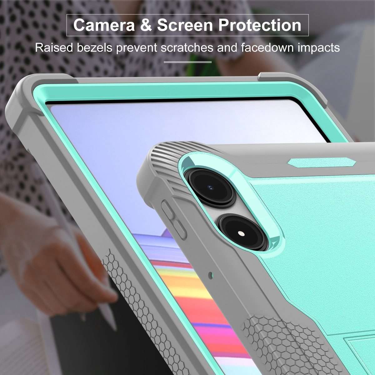 For Xiaomi Redmi Pad Pro 12.1 Shockproof Silicone Hybrid PC Tablet Case wi ... (Mint Green + Grey)