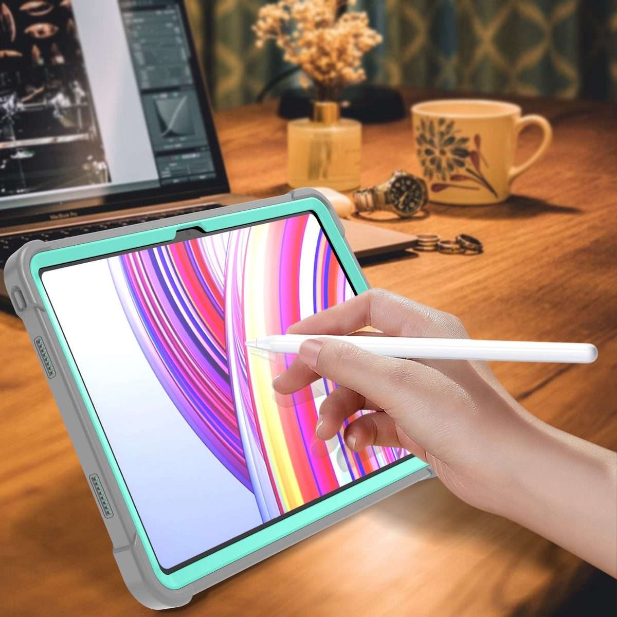 For Xiaomi Redmi Pad Pro 12.1 Shockproof Silicone Hybrid PC Tablet Case wi ... (Mint Green + Grey)