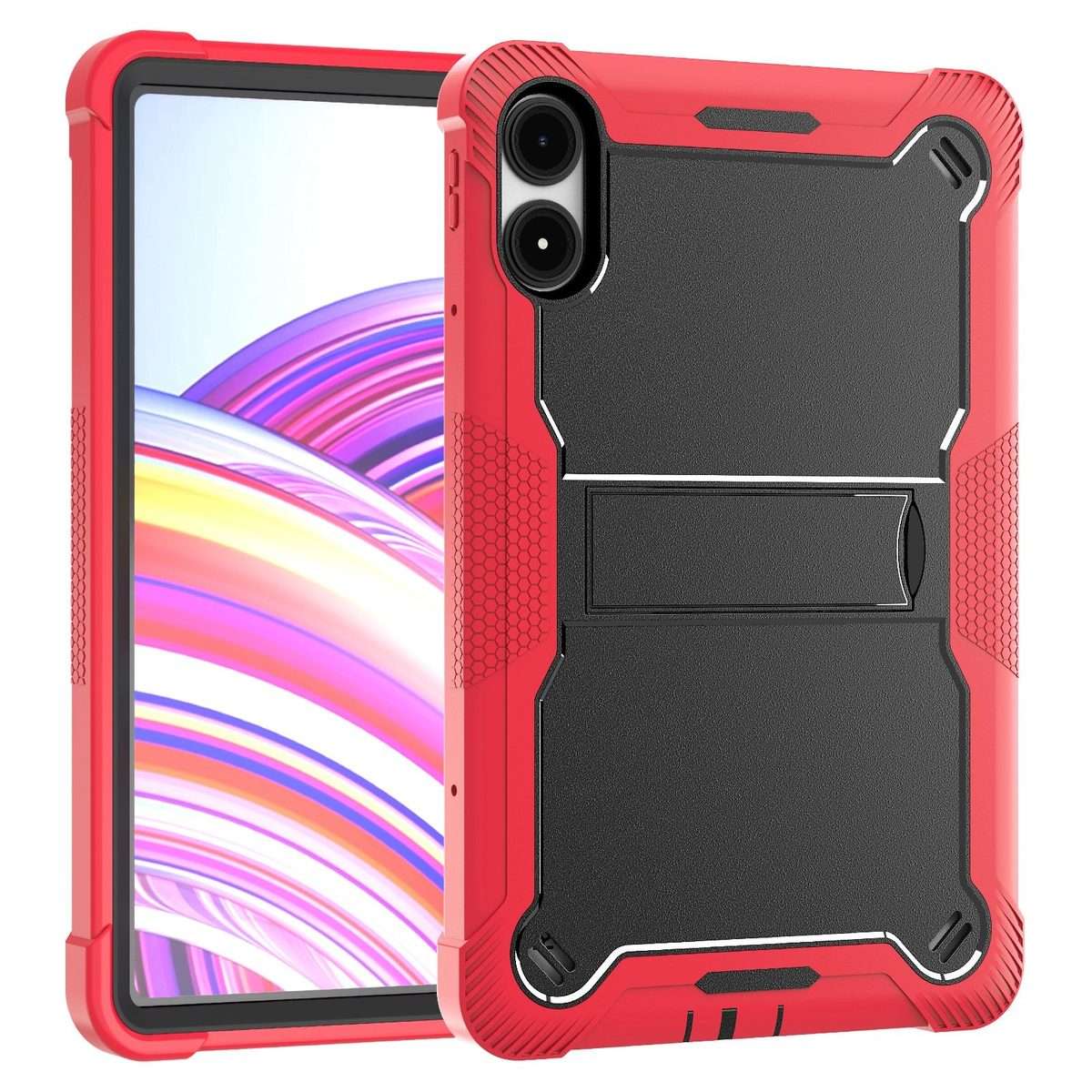 For Xiaomi Redmi Pad Pro 12.1 Shockproof Silicone Hybrid PC Tablet Case with Holder(Black + Red)