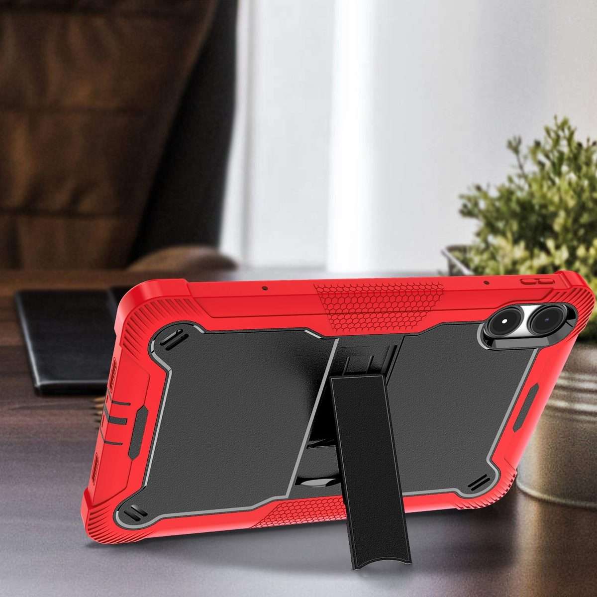 For Xiaomi Redmi Pad Pro 12.1 Shockproof Silicone Hybrid PC Tablet Case with Holder(Black + Red)