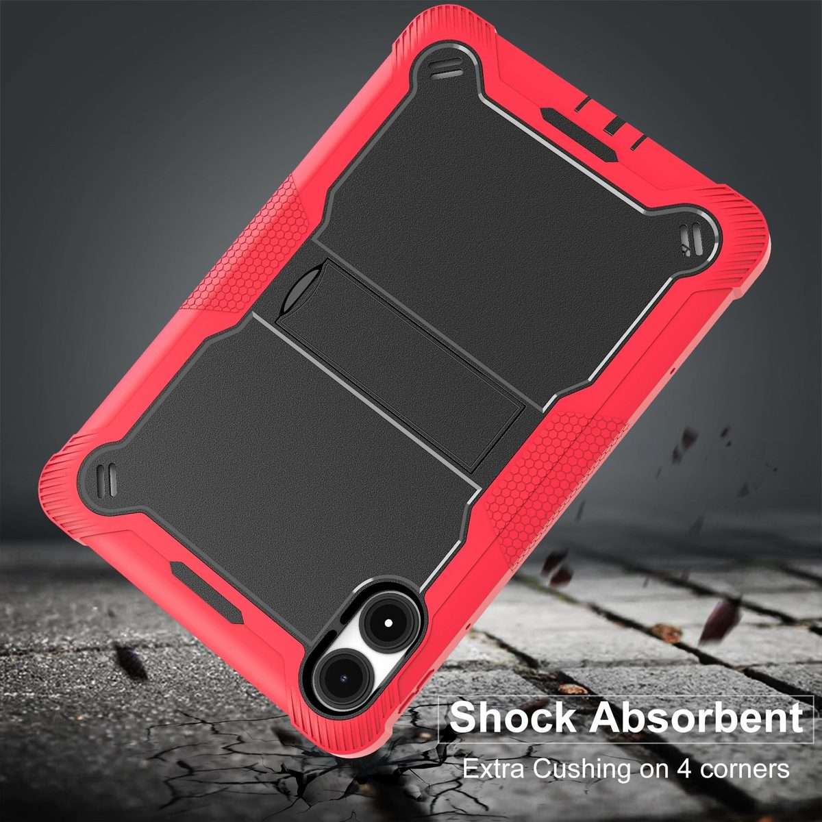For Xiaomi Redmi Pad Pro 12.1 Shockproof Silicone Hybrid PC Tablet Case with Holder(Black + Red)