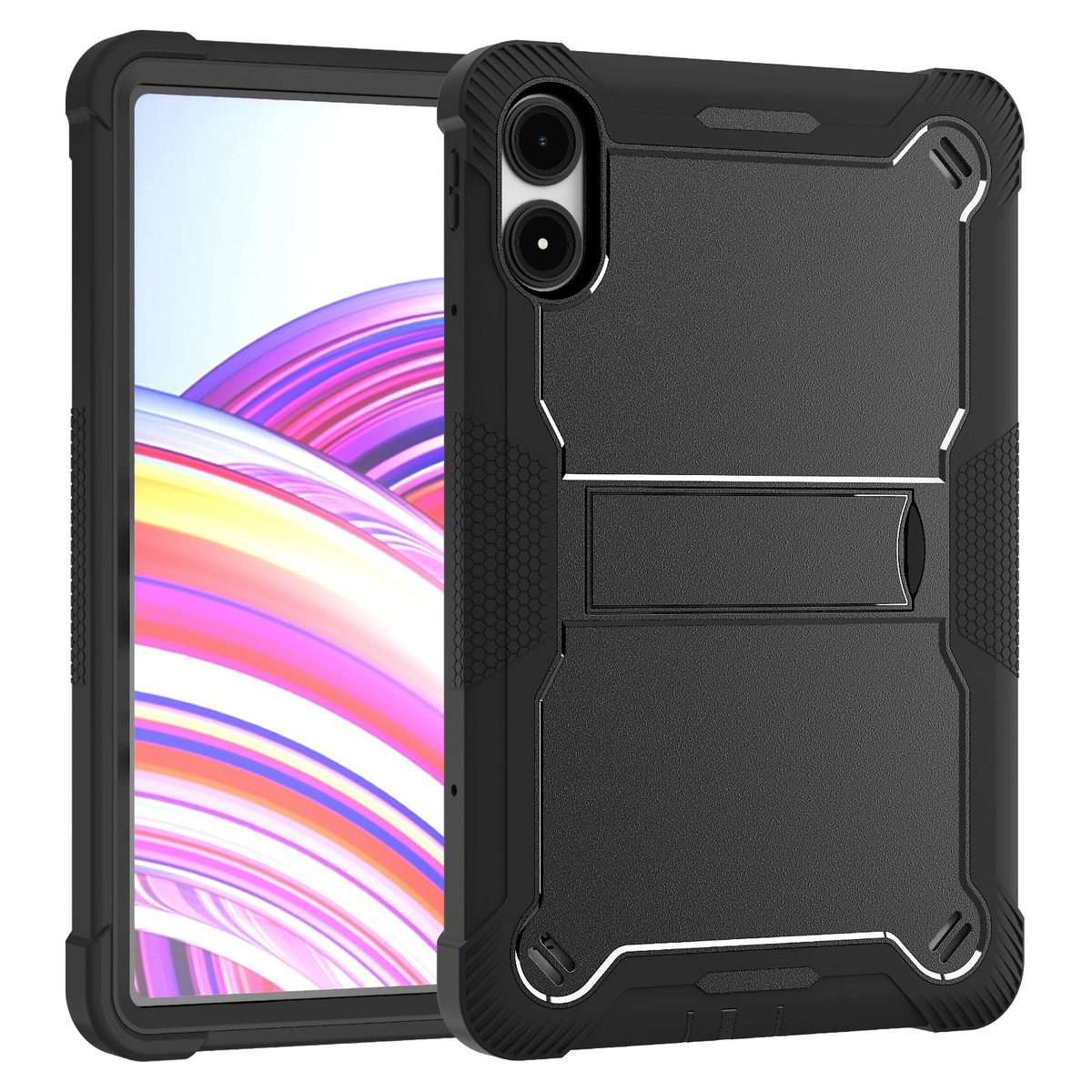 For Xiaomi Redmi Pad Pro 12.1 Shockproof Silicone Hybrid PC Tablet Case with Holder(Black)