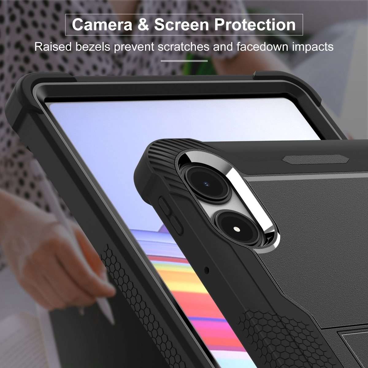 For Xiaomi Redmi Pad Pro 12.1 Shockproof Silicone Hybrid PC Tablet Case with Holder(Black)