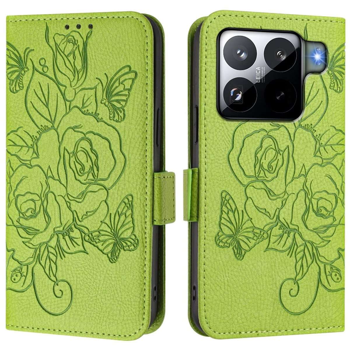 For Xiaomi 15S Pro 5G Embossed Rose RFID Anti-theft Leather Phone Case(Green)