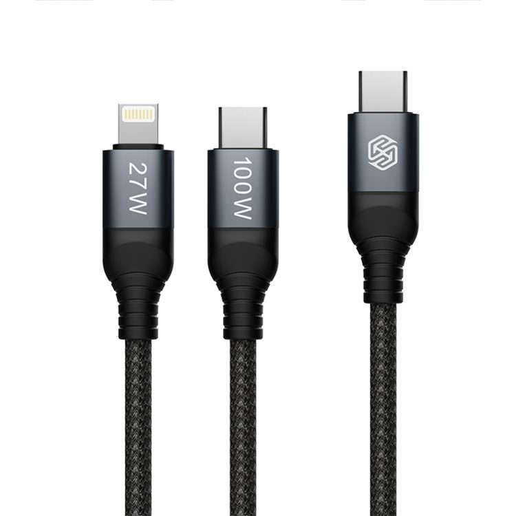 NILLKIN PD3.0 100W/27W USB-C / Type-C to USB-C / Type-C + 8 Pin Dual Power Fast Charging Data Cabl