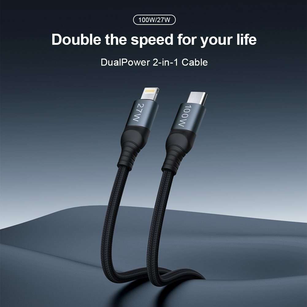 NILLKIN PD3.0 100W/27W USB-C / Type-C to USB-C / Type-C + 8 Pin Dual Power Fast Charging Data Cabl