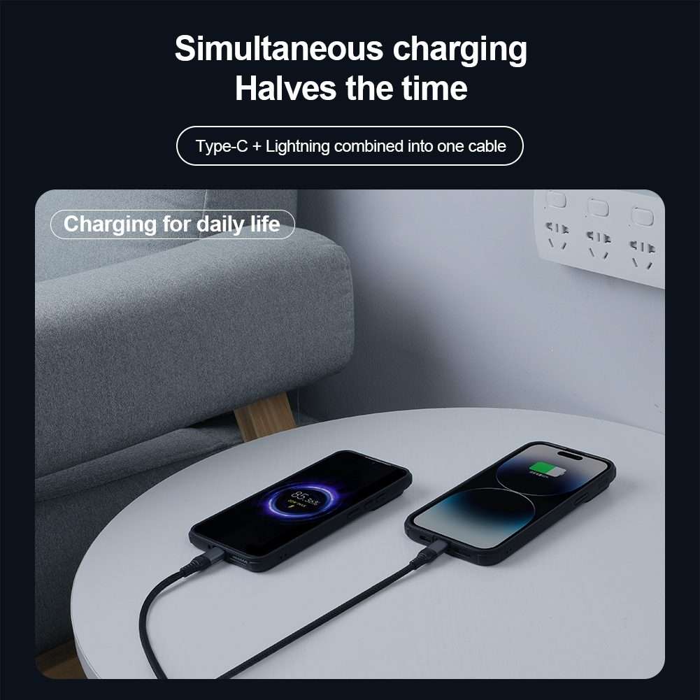 NILLKIN PD3.0 100W/27W USB-C / Type-C to USB-C / Type-C + 8 Pin Dual Power Fast Charging Data Cabl