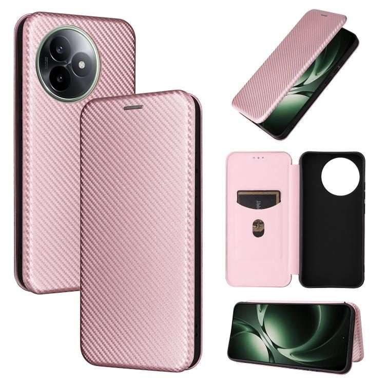 For Redmi K80 Ultra 5G Carbon Fiber Texture Flip Leather Phone Case(Pink)