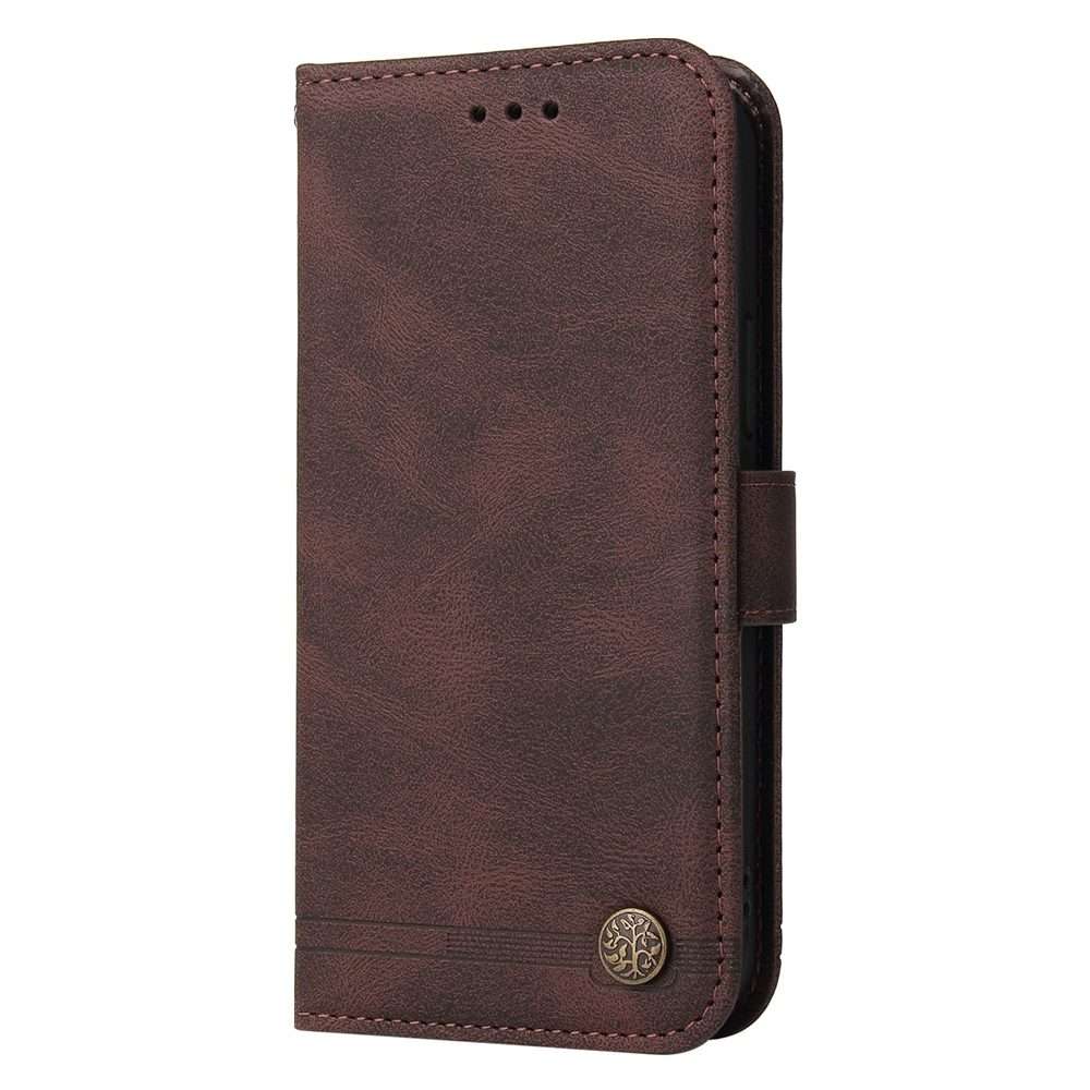 For Redmi Note 14 Pro 5G / Note 14 Pro+ 5G Skin Feel Life Tree Metal Button Leather Ph ... (Brown)