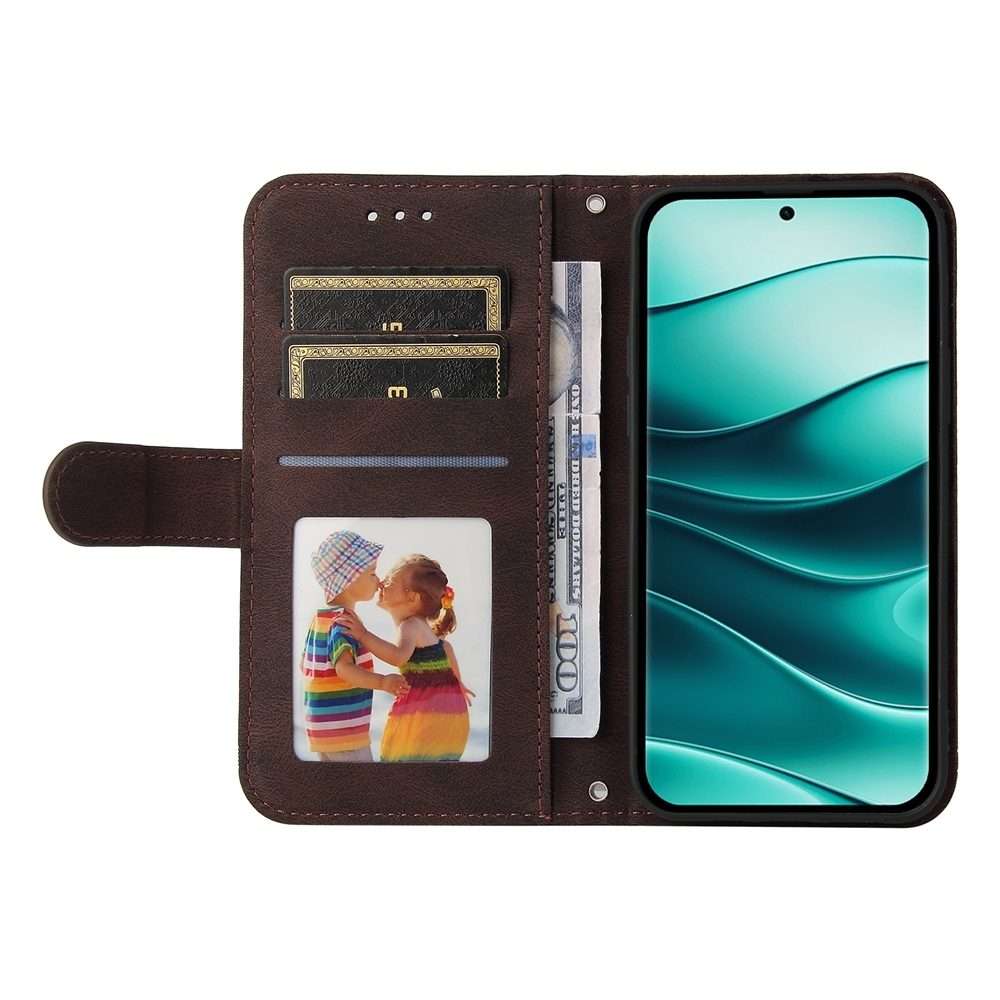 For Redmi Note 14 Pro 5G / Note 14 Pro+ 5G Skin Feel Life Tree Metal Button Leather Ph ... (Brown)