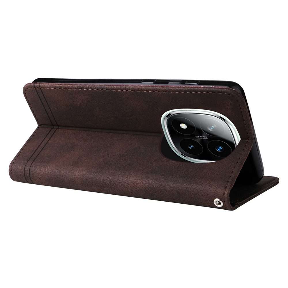 For Redmi Note 14 Pro 5G / Note 14 Pro+ 5G Skin Feel Life Tree Metal Button Leather Ph ... (Brown)