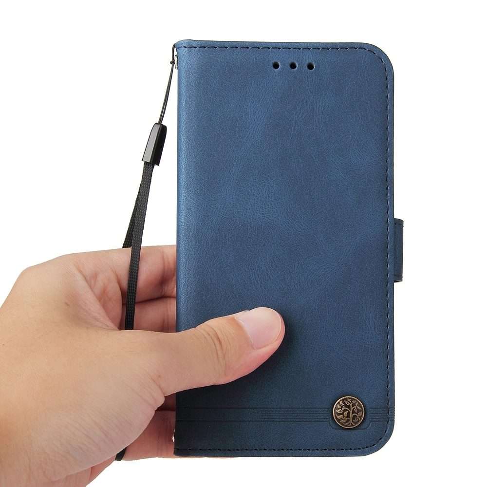 For Redmi Note 14 Pro 5G / Note 14 Pro+ 5G Skin Feel Life Tree Metal Button Leather Pho ... (Blue)