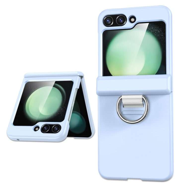 For Samsung Galaxy Z Flip5 5G TPU+PC Folding Center Shaft Phone Case with Ring(Blue)