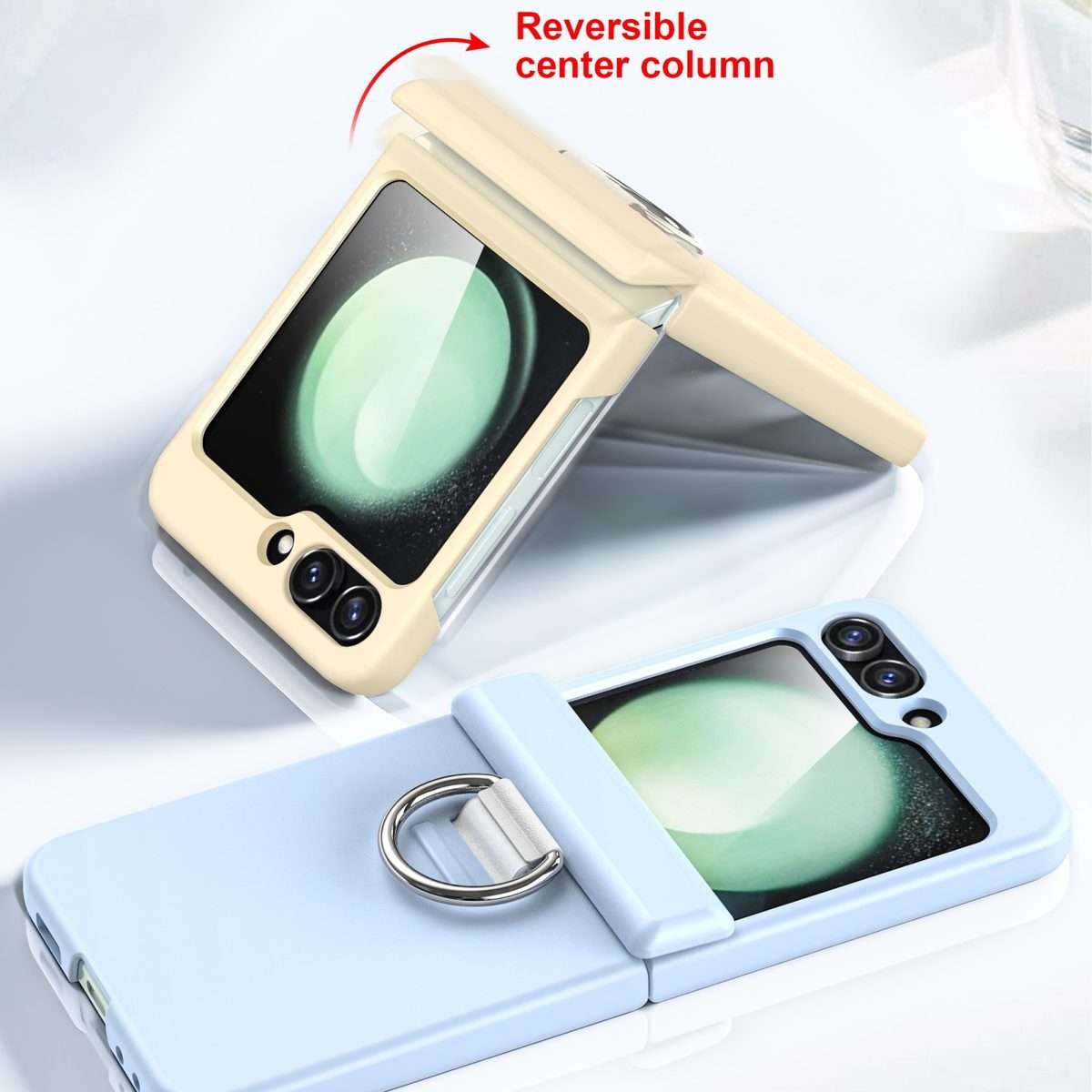 For Samsung Galaxy Z Flip5 5G TPU+PC Folding Center Shaft Phone Case with Ring(White)