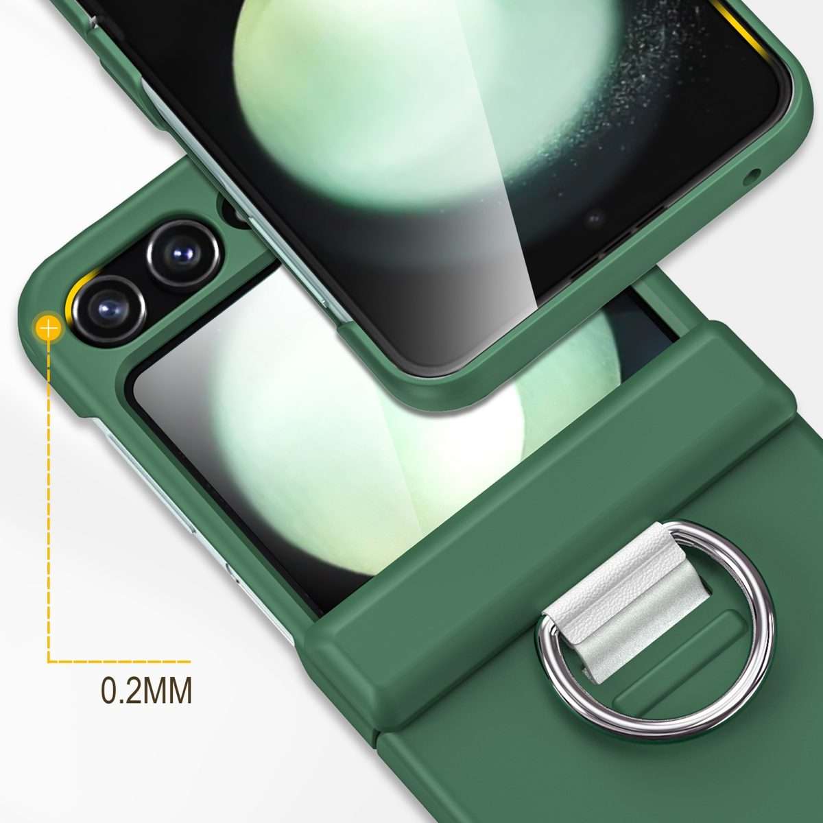 For Samsung Galaxy Z Flip5 5G TPU+PC Folding Center Shaft Phone Case with Ring(White)