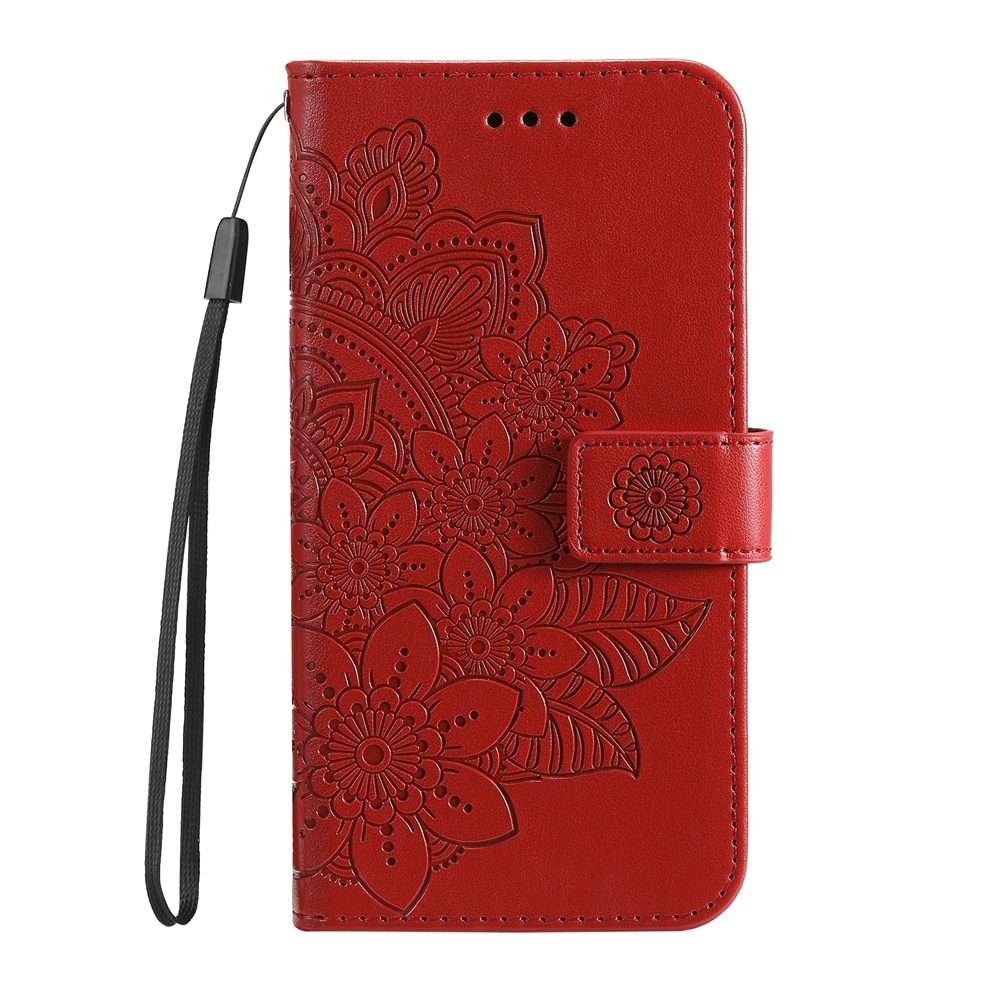For Redmi Note 14 Pro 5G / Note 14 Pro+ 5G Seven-petal Flowers Embossing Leather Phone Case(Red)