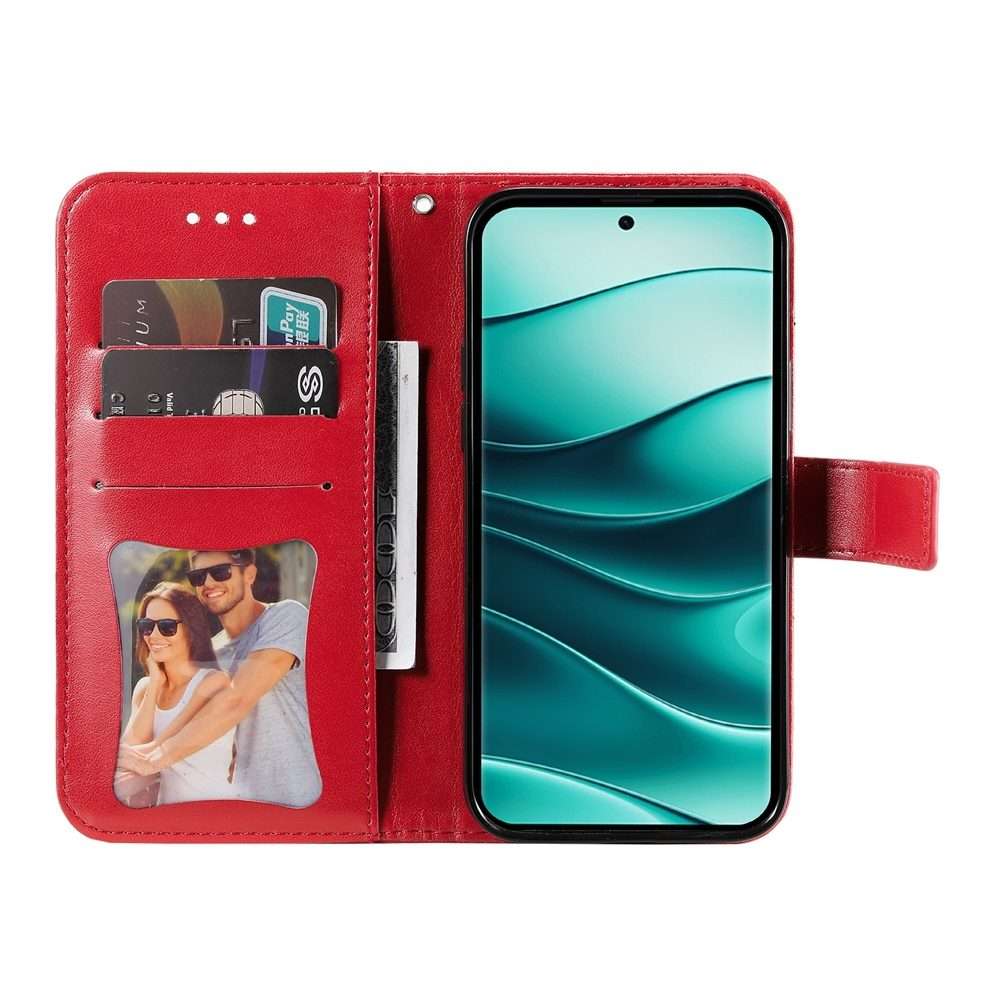 For Redmi Note 14 Pro 5G / Note 14 Pro+ 5G Seven-petal Flowers Embossing Leather Phone Case(Red)