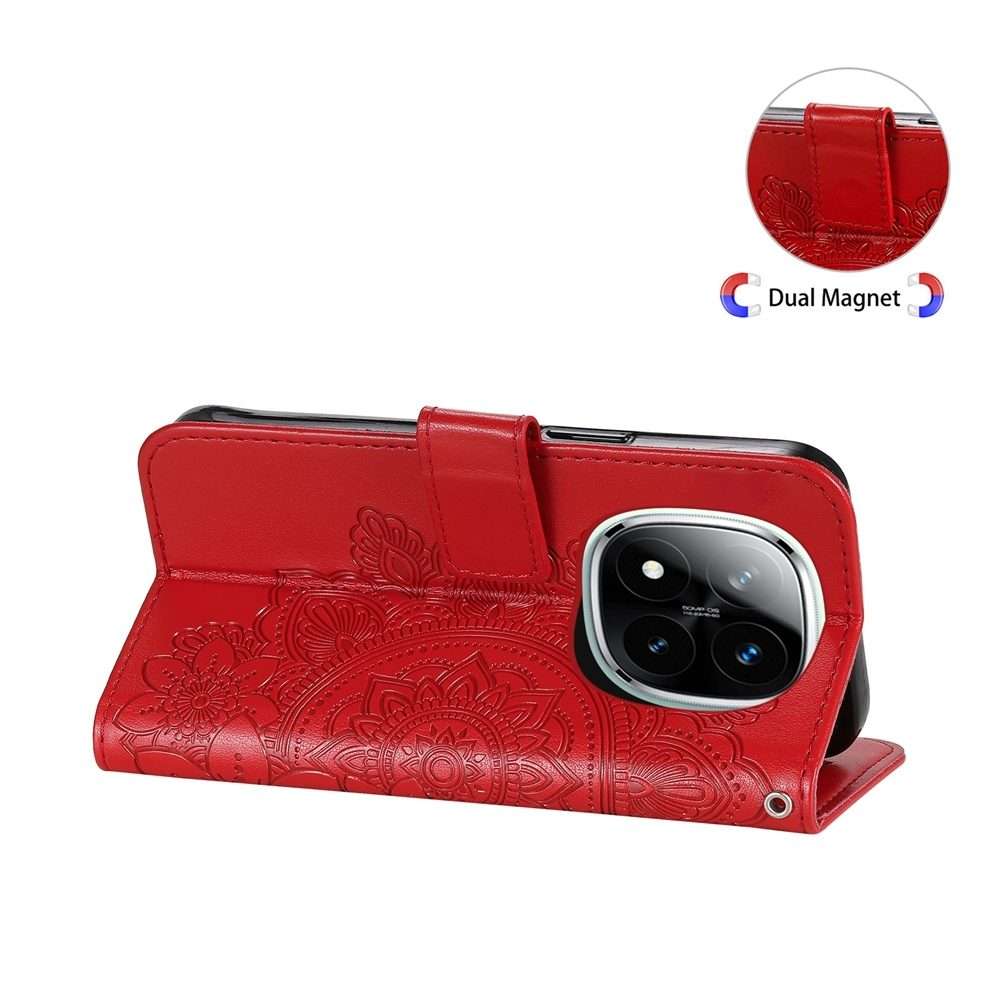 For Redmi Note 14 Pro 5G / Note 14 Pro+ 5G Seven-petal Flowers Embossing Leather Phone Case(Red)