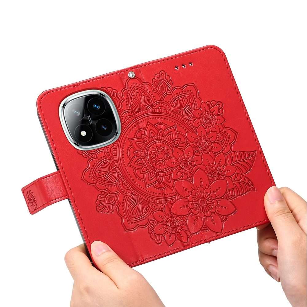 For Redmi Note 14 Pro 5G / Note 14 Pro+ 5G Seven-petal Flowers Embossing Leather Phone Case(Red)